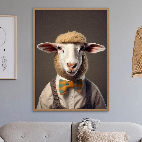 Sheep Animal Portrait Print - Farm Animal Painting  Altered Art Print  Animal Head & Human Body  Unique Art Print