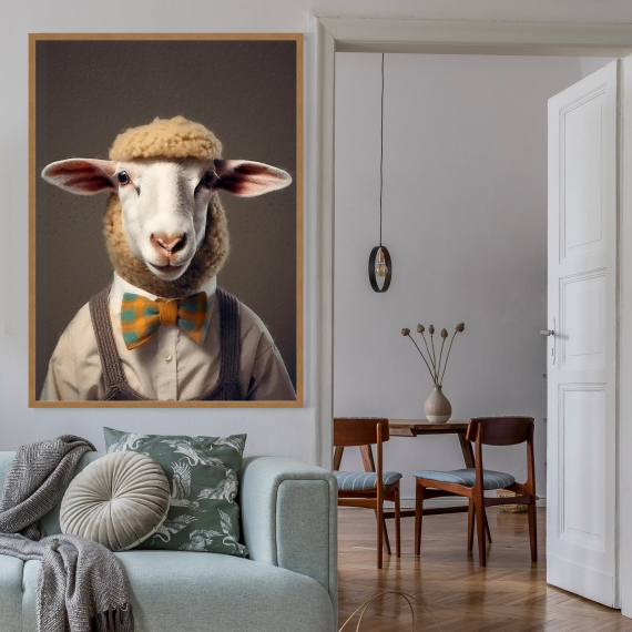 Sheep Animal Portrait Print - Farm Animal Painting  Altered Art Print  Animal Head & Human Body  Unique Art Print