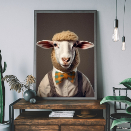 Sheep Animal Portrait Print - Farm Animal Painting  Altered Art Print  Animal Head & Human Body  Unique Art Print
