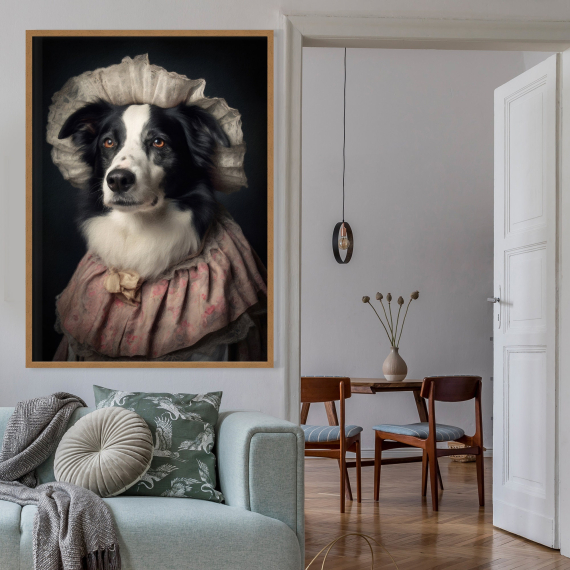 Border Collie Dog Print  Animal Painting Altered Art Print  Animal Head & Human Body  Unique Art Print