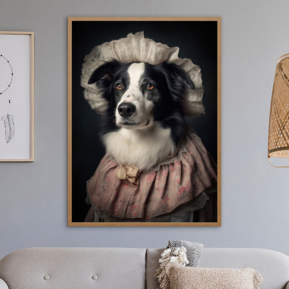 Border Collie Dog Print  Animal Painting Altered Art Print  Animal Head & Human Body  Unique Art Print