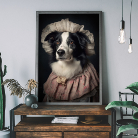 Border Collie Dog Print  Animal Painting Altered Art Print  Animal Head & Human Body  Unique Art Print